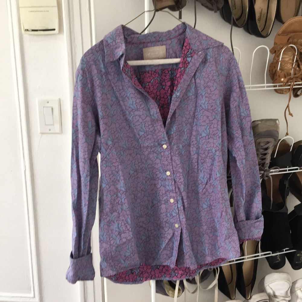 Banana republic flowery button down shirt size S